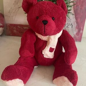 Red Stuffed Bear with Scarf